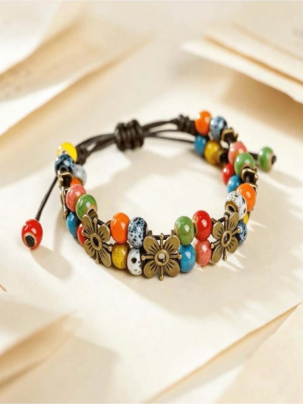 Multi-Color Beaded Flower Bracelet - Women Jewelry